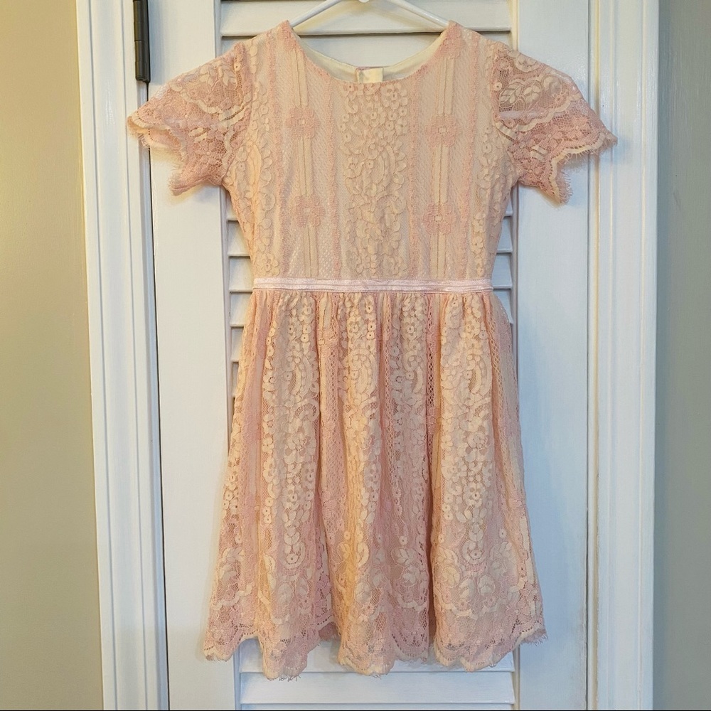 Girls Pink Overlay Lace Dress size 6